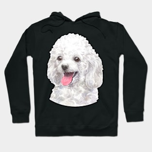 White Toy Poodle Watercolor Art Hoodie